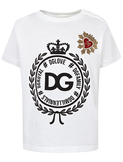 Футболка с принтом логотипа сердца короны Dolce & Gabbana - 1131209972030 - Фото 1