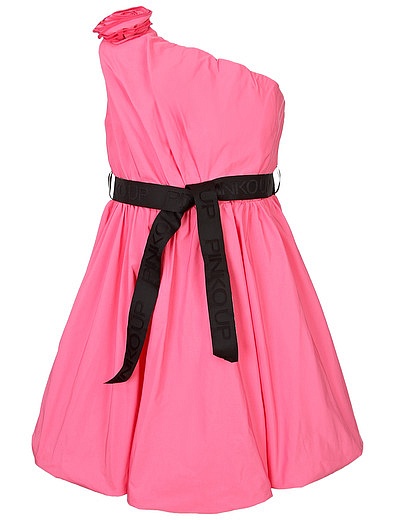 Розовое платье с поясом на одно плечо Pinko - 1054609410059 - Фото 1