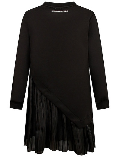 чёрное Платье из комбинированных материалов KARL LAGERFELD - 1054709184218 - Фото 2