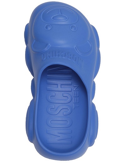 Синие шлепанцы с объемным логотипом Moschino - 2284529370334 - Фото 4