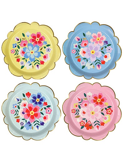 Набор одноразовой бумажной посуды с цветочным принтом 8 шт. Meri Meri - 2294520170505 - Фото 1