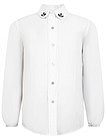 Блуза белого цвета с декором на воротнике - 1034509283090