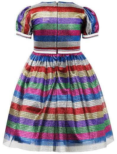 Сверкающее платье в разноцветную полоску EIRENE - 1052509980030 - Фото 5