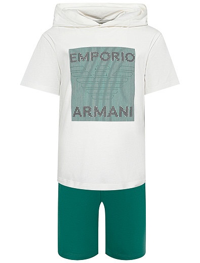 Комплект из футболки с капюшоном и шорт EMPORIO ARMANI - 3024519371311 - Фото 1