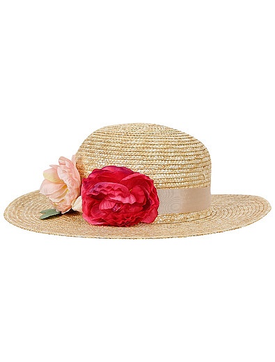 Соломенная шляпка с цветами Il Trenino - 1171908971446 - Фото 8