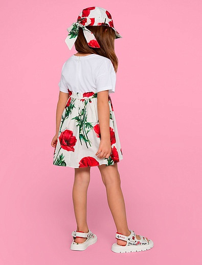 Платье из поплина с принтом маки Dolce & Gabbana - 1054609374009 - Фото 3