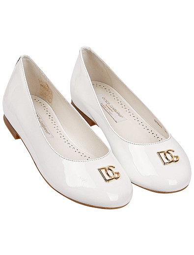 белые балетки с логотипом Dolce & Gabbana - 2014509185456 - Фото 1