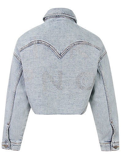 Укороченная джинсовая куртка с логотипом из страз Pinko - 1074509370499 - Фото 4