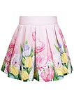 Розовая юбка с цветочным принтом - 1044509272505