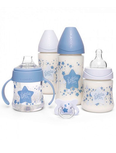 Набор Little Star из трёх бутылочек, поильника и пустышки для детей 2-4 месяца Suavinex - 5114520080222 - Фото 1