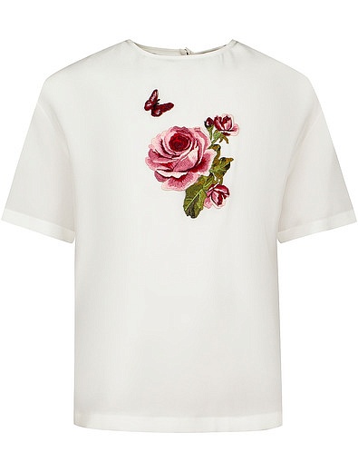 Блуза с вышивкой розы Dolce & Gabbana - 1031209870070 - Фото 1