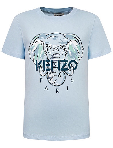 Голубая футболка со слоном KENZO - 1134529179370 - Фото 1