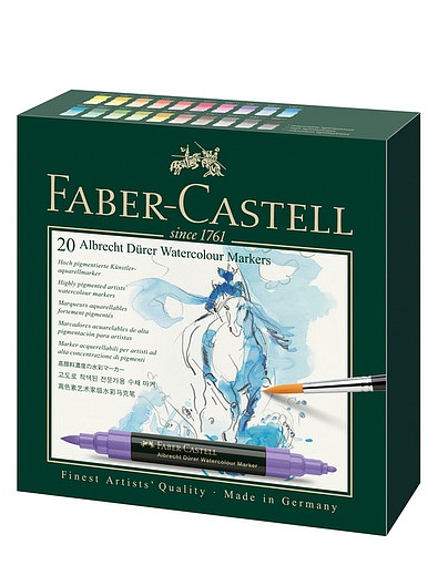 Набор акварельных маркеров, 20 цветов Faber-Castell - 6874528280060 - Фото 1