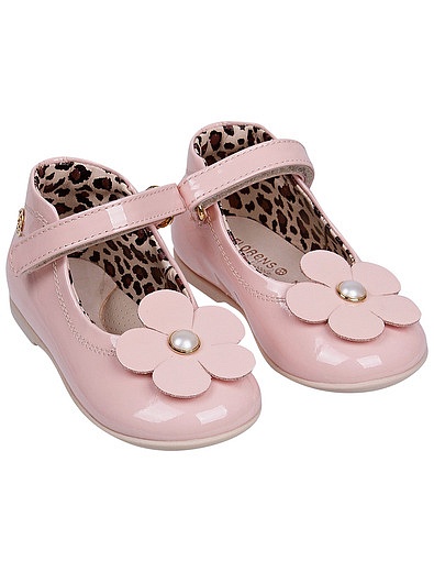 Розовые лакированные туфли с цветочком Florens - 2014509081604 - Фото 1