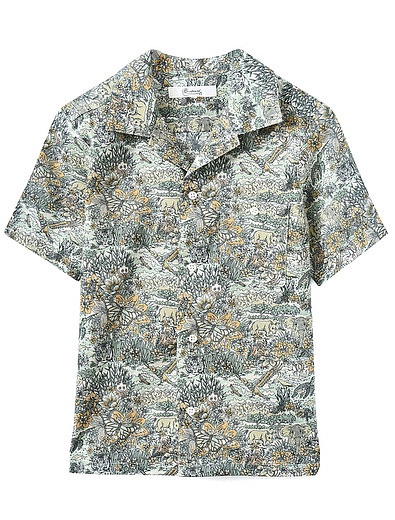 Хлопковая рубашка с тропическим принтом Bonpoint - 1014519173383 - Фото 1