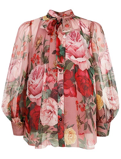 Блуза из шифона с принтом барокко Dolce & Gabbana - 1032609981489 - Фото 1