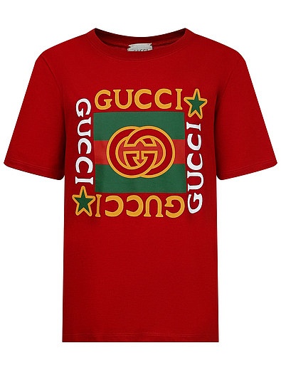 Красная футболка с логотипом GUCCI - 1134529080331 - Фото 1