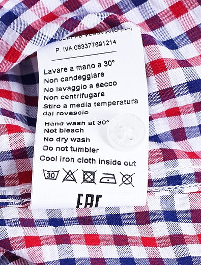 Рубашка в цветную клетку с логотипом на спине PAOLO PECORA - 1013619970076 - Фото 5