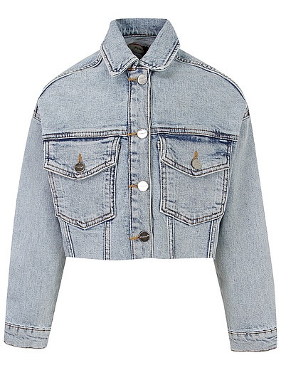 Укороченная джинсовая куртка с логотипом из страз Pinko - 1074509370499 - Фото 1