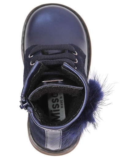 Синие ботинки из натуральной кожи на шнуровке Missouri - 2034509080520 - Фото 4
