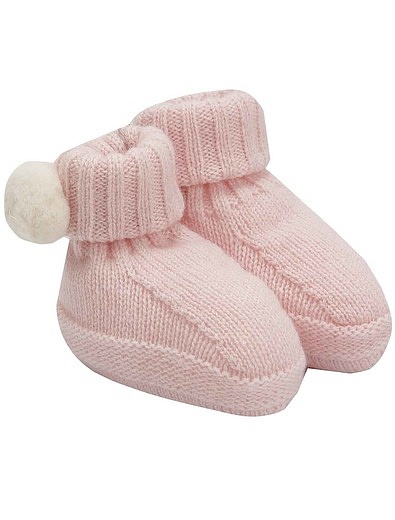 Розовые носки-пинетки с помпонами Baby T - 1534509280551 - Фото 1