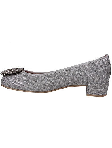 Серебряные текстилььные туфли с кристаллами PRETTY BALLERINAS - 2014209070113 - Фото 3