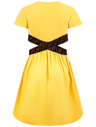 Желтое платье с вырезами на талии Fendi - 1054509176208 - Фото 3