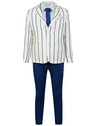 Синий костюм с белым пиджаком в полоску Colorichiari - 6052119970051 - Фото 1