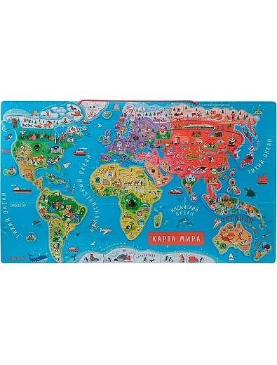 Карта мира с магнитными пазлами: 92 элемента, на русском языке JANOD - 3534529080047 - Фото 4