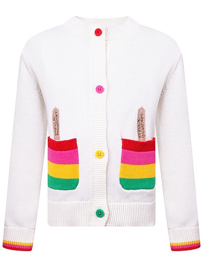 Белый Кардиган со стилизованными разноцветными карманами Stella McCartney - 1404509270237 - Фото 1