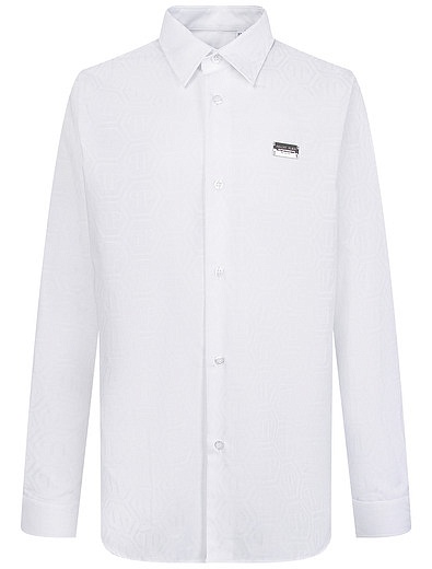 Белая хлопковая рубашка с эмблемой логотипа Philipp Plein - 1014519081558 - Фото 1