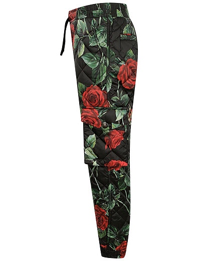утепленные стеганые брюки с принтом розы Dolce & Gabbana - 1604509181292 - Фото 2
