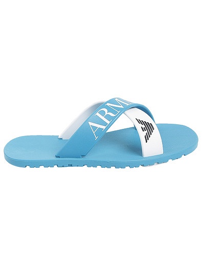 Шлепанцы пляжные с принтом логотипа EMPORIO ARMANI - 2281519870058 - Фото 2