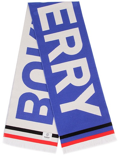 Шарф с крупным логотипом Burberry - 1224528180054 - Фото 2