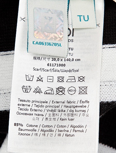 Черно-белый шарф с логотипом Fendi - 1224518080043 - Фото 2