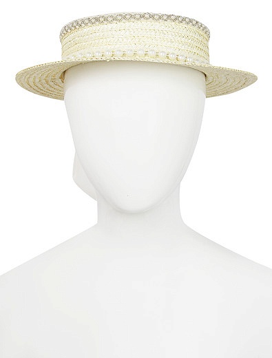 соломенная Шляпа с жемчугом и бантом EIRENE - 1174509270048 - Фото 2