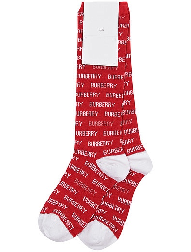 Красные носки с принтом логотипа Burberry - 1531319880025 - Фото 2