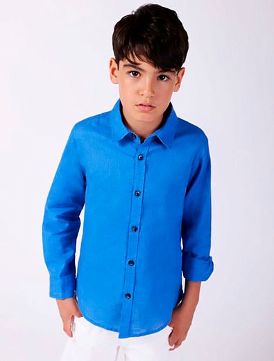 Синяя рубашка из льна и хлопка Imperial Kids - 1014519412468 - Фото 3