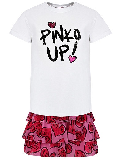 Комплект из футболки и шорт с сердечками Pinko - 3024509173949 - Фото 1