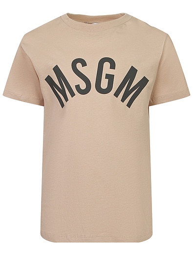 Бежевая футболка из хлопка MSGM - 1134519414825 - Фото 1