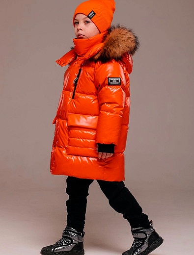 Оранжевая куртка с отделкой из натурального меха G'N'K - 1074519282652 - Фото 3