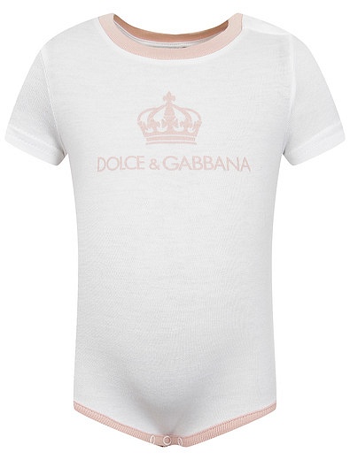 Комплект из двух боди с символикой бренда Dolce & Gabbana - 1254509370693 - Фото 4