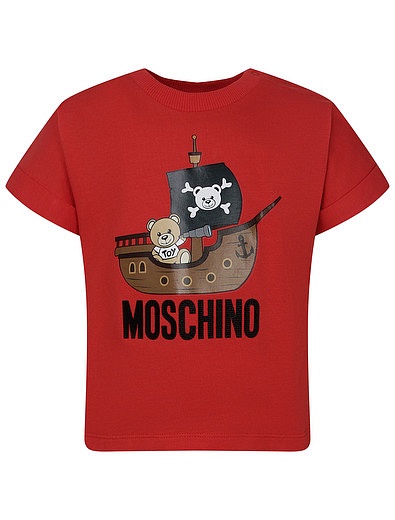 Хлопковый комплект из футболки с принтом и шорт Moschino - 3024519170600 - Фото 3