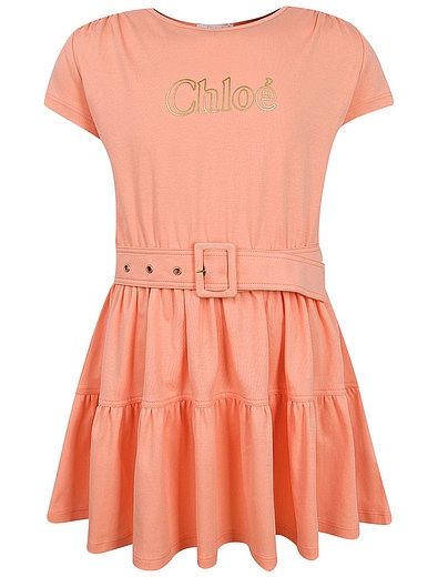 Розовое платье с поясом Chloe - 1054509279152 - Фото 1