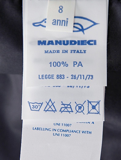 Синяя куртка с отделкой из натурального меха Manudieci - 1071419980596 - Фото 5