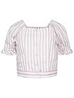 Короткая блуза из хлопка и льна - 1034509371063