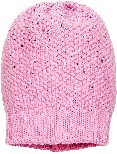 Розовая шапка из шерсти усыпанная стразами Regina - 1352609780258 - Фото 1