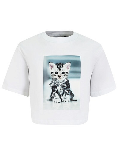 Укороченная футболка с котиком MSGM - 1134509412862 - Фото 1