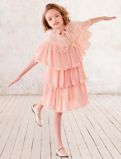 розовое Платье из ярусов ткани JUNONA - 1054509276656 - Фото 2