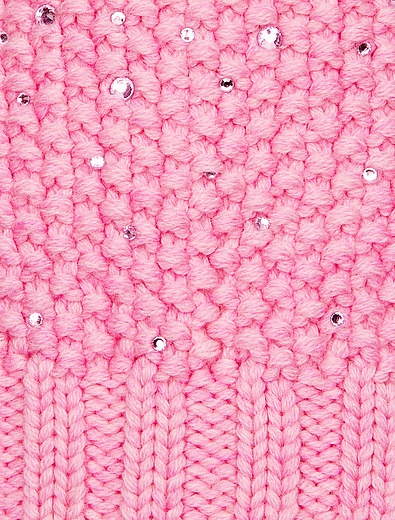 Розовая шапка из шерсти усыпанная стразами Regina - 1352609780258 - Фото 2